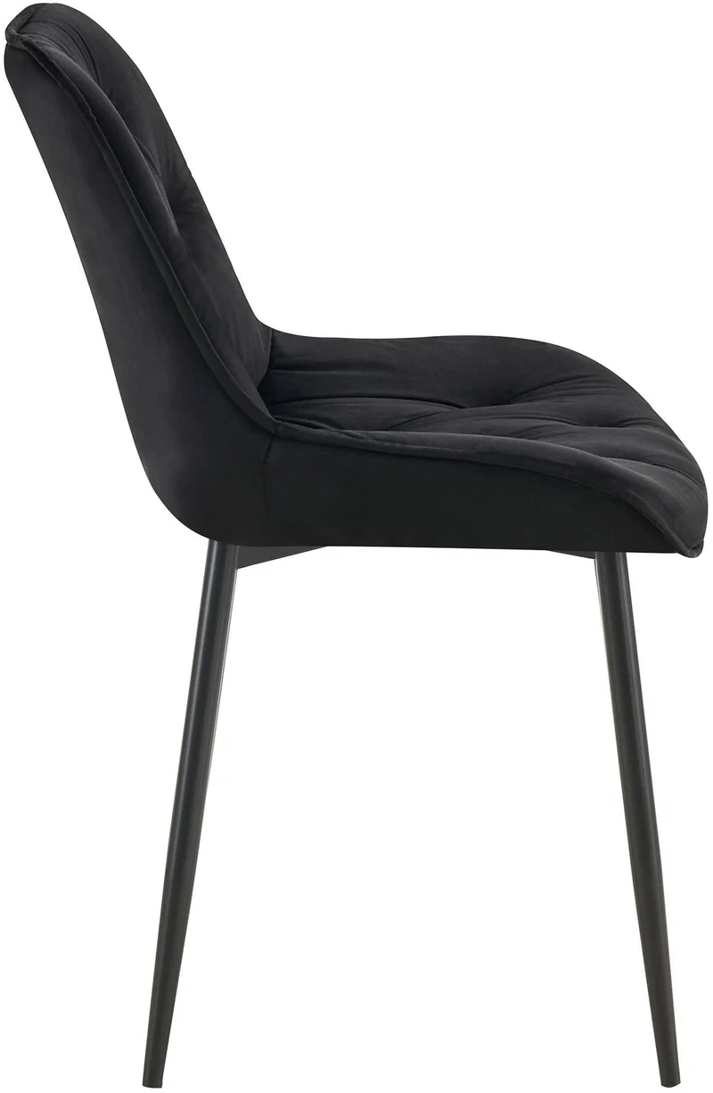 Lot de 2 chaises de salle à manger assise et dossier capitonné en velours noir et métal noir 10_0007323
