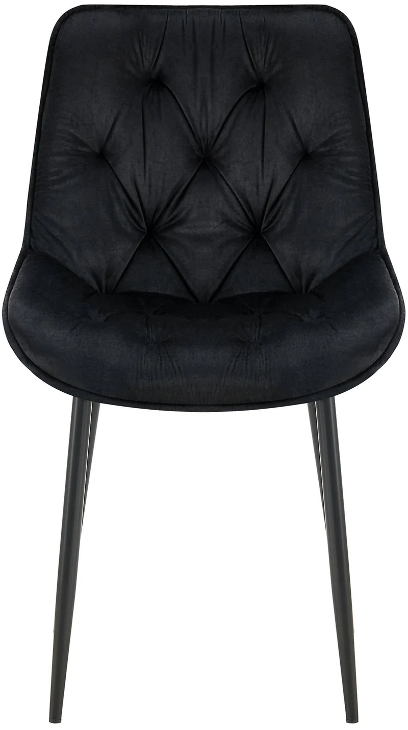 Lot de 2 chaises de salle à manger assise et dossier capitonné en velours noir et métal noir 10_0007323