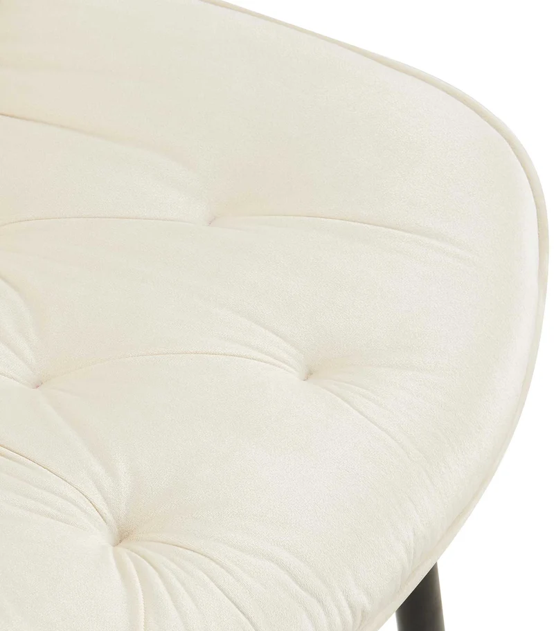 Lot de 2 chaises de salle à manger assise et dossier capitonné en velours crème et métal noir 10_0007322