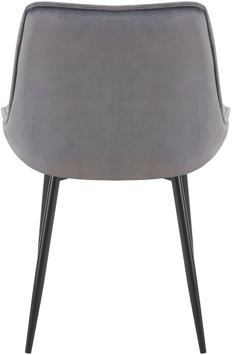 Lot de 2 chaises de salle à manger assise et dossier capitonné en velours gris foncé et métal noir 10_0007321