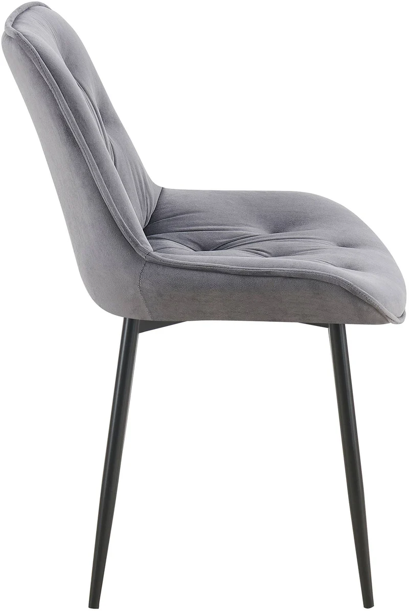 Lot de 2 chaises de salle à manger assise et dossier capitonné en velours gris foncé et métal noir 10_0007321