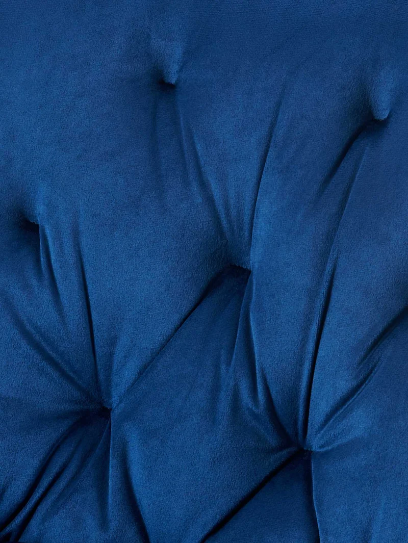 Lot de 2 chaises de salle à manger assise et dossier capitonné en velours bleu et métal noir 10_0007320