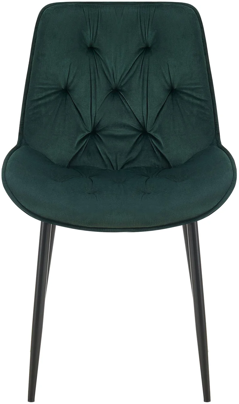 Chaise de salle à manger x1 assise et dossier capitonné en velours vert et métal noir 10_0007238