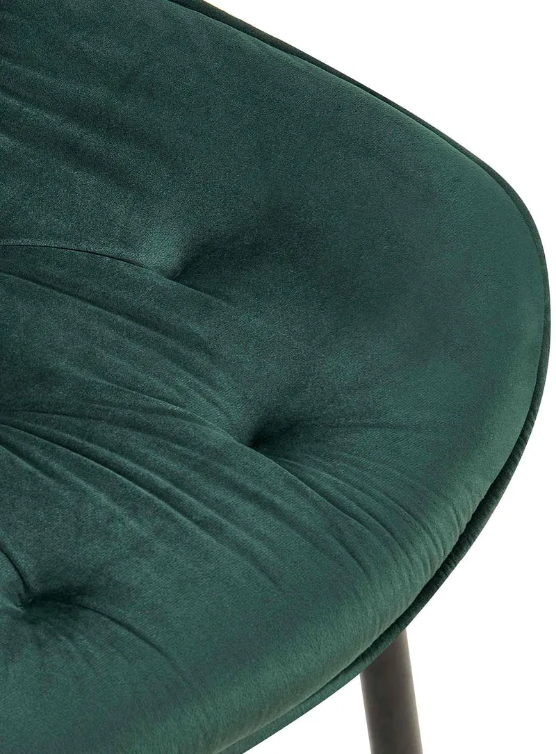 Chaise de salle à manger x1 assise et dossier capitonné en velours vert et métal noir 10_0007238