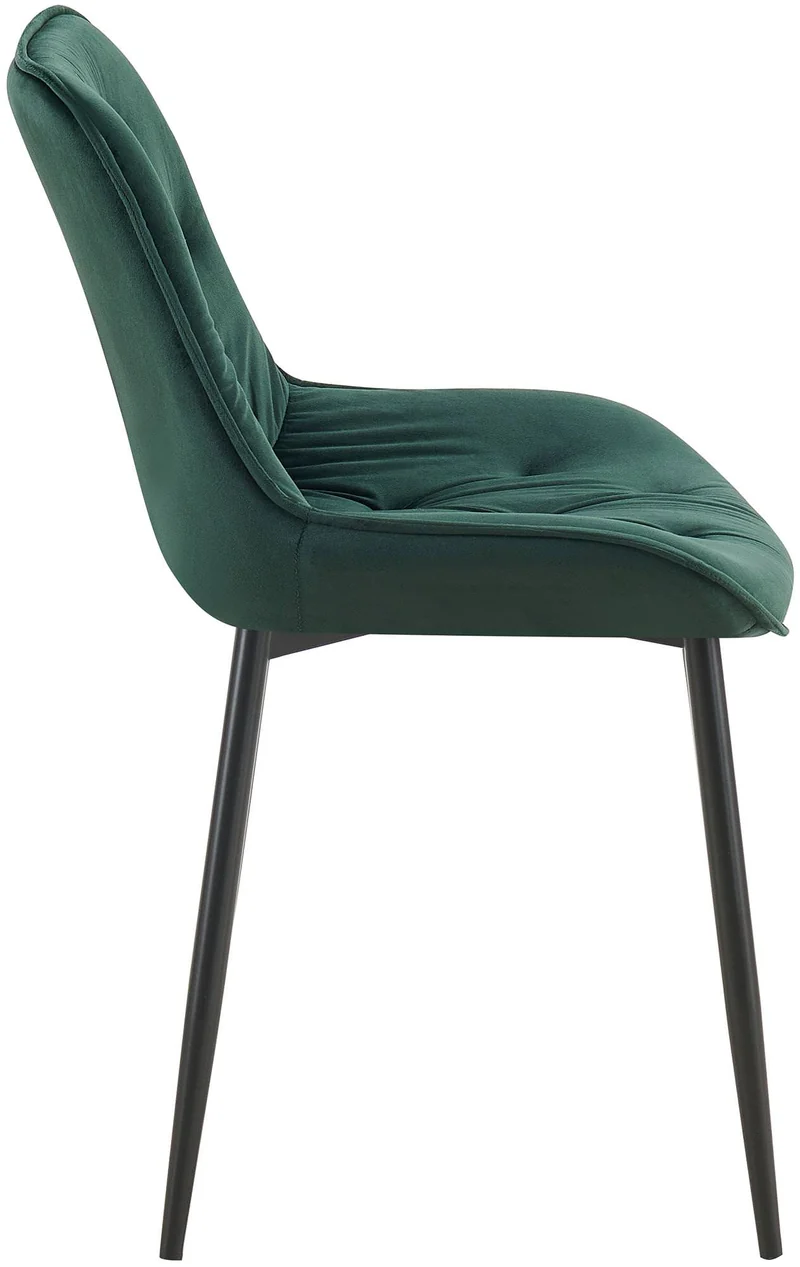 Chaise de salle à manger x1 assise et dossier capitonné en velours vert et métal noir 10_0007238