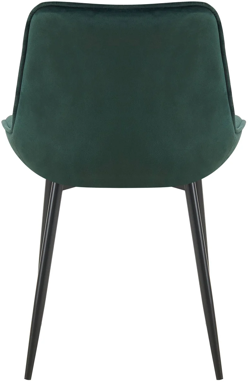 Chaise de salle à manger x1 assise et dossier capitonné en velours vert et métal noir 10_0007238