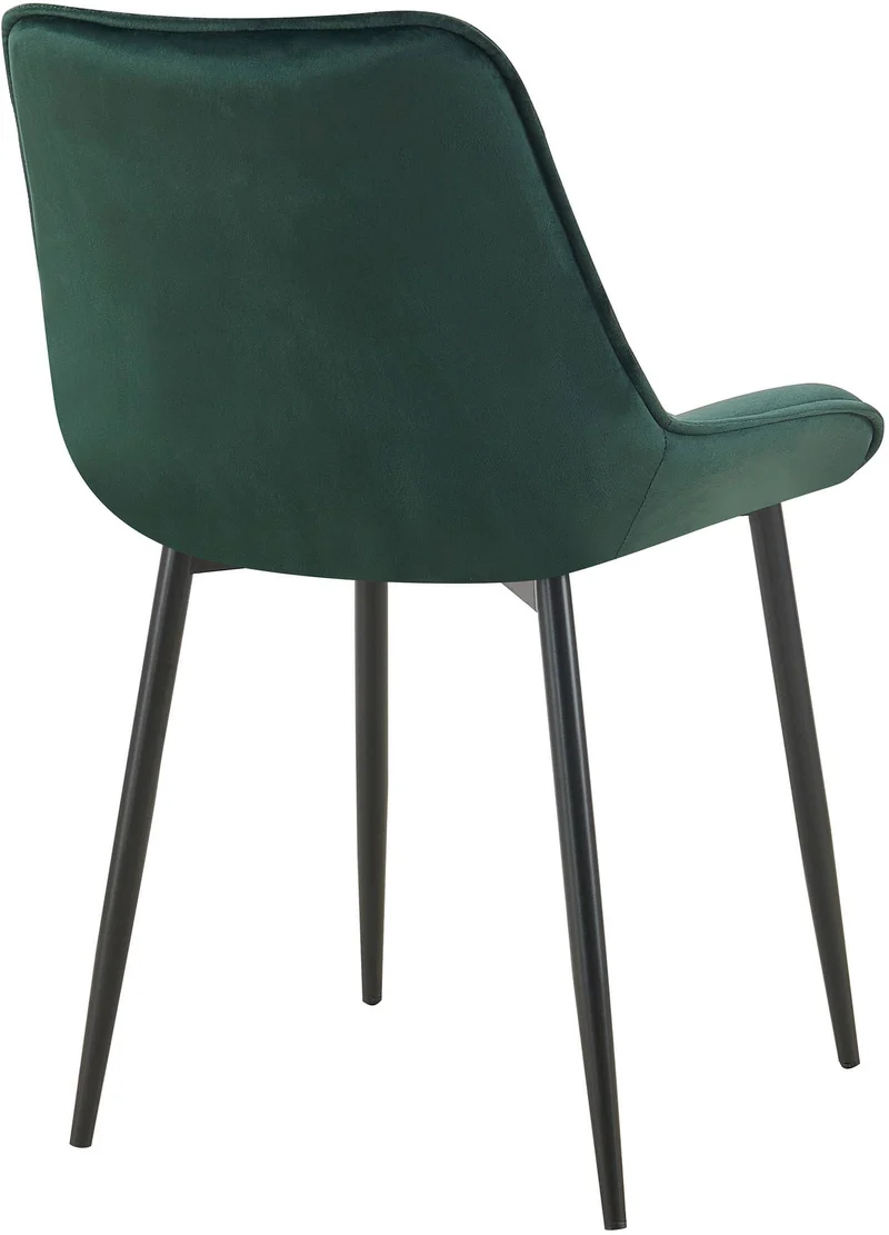 Chaise de salle à manger x1 assise et dossier capitonné en velours vert et métal noir 10_0007238
