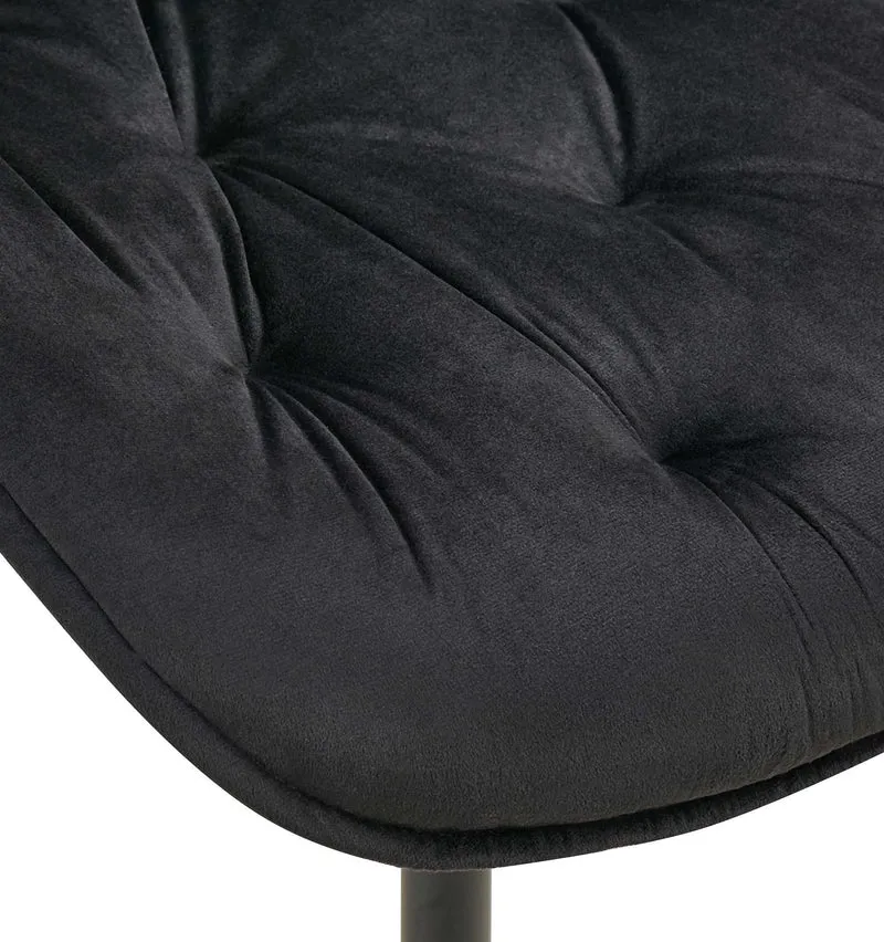Chaise de salle à manger x1 assise et dossier capitonné en velours noir et métal noir 10_0007237