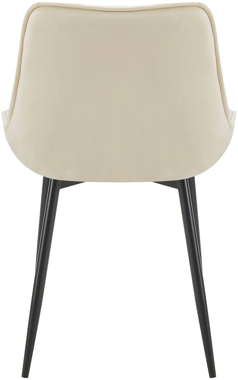 Chaise de salle à manger x1 assise et dossier capitonné en velours crème et métal noir 10_0007236