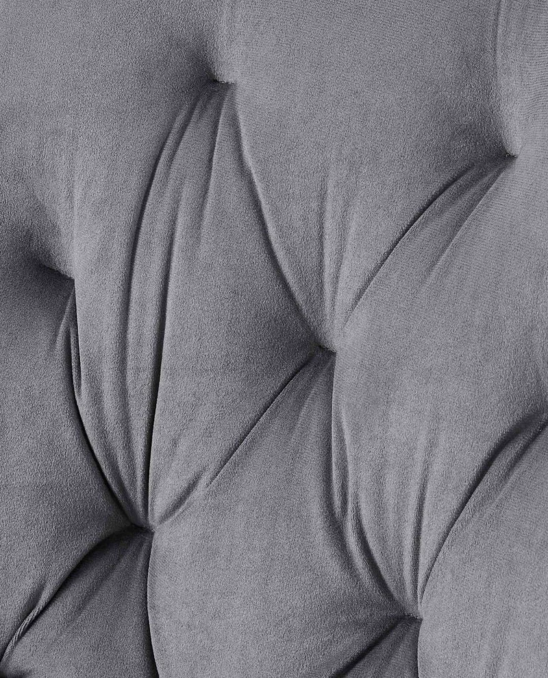 Chaise de salle à manger x1 assise et dossier capitonné en velours gris foncé et métal noir 10_0007235