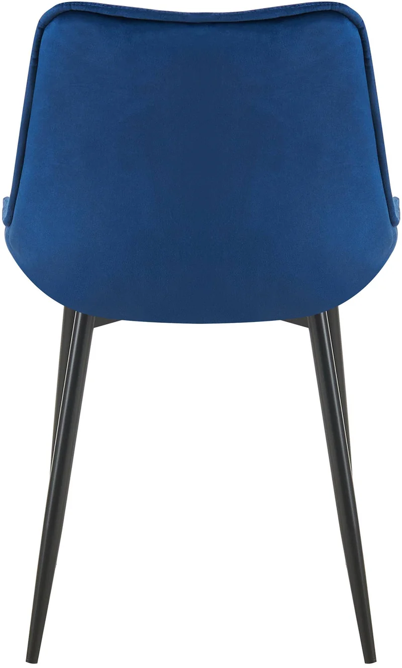 Chaise de salle à manger x1 assise et dossier capitonné en velours bleu et métal noir 10_0007234