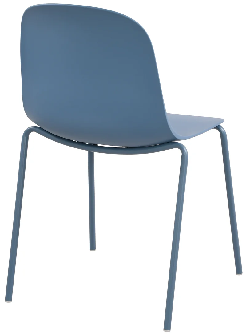 Lot de 2 chaises de jardin en plastique bleu et cadre robuste à quatre pieds en acier 10_0007495
