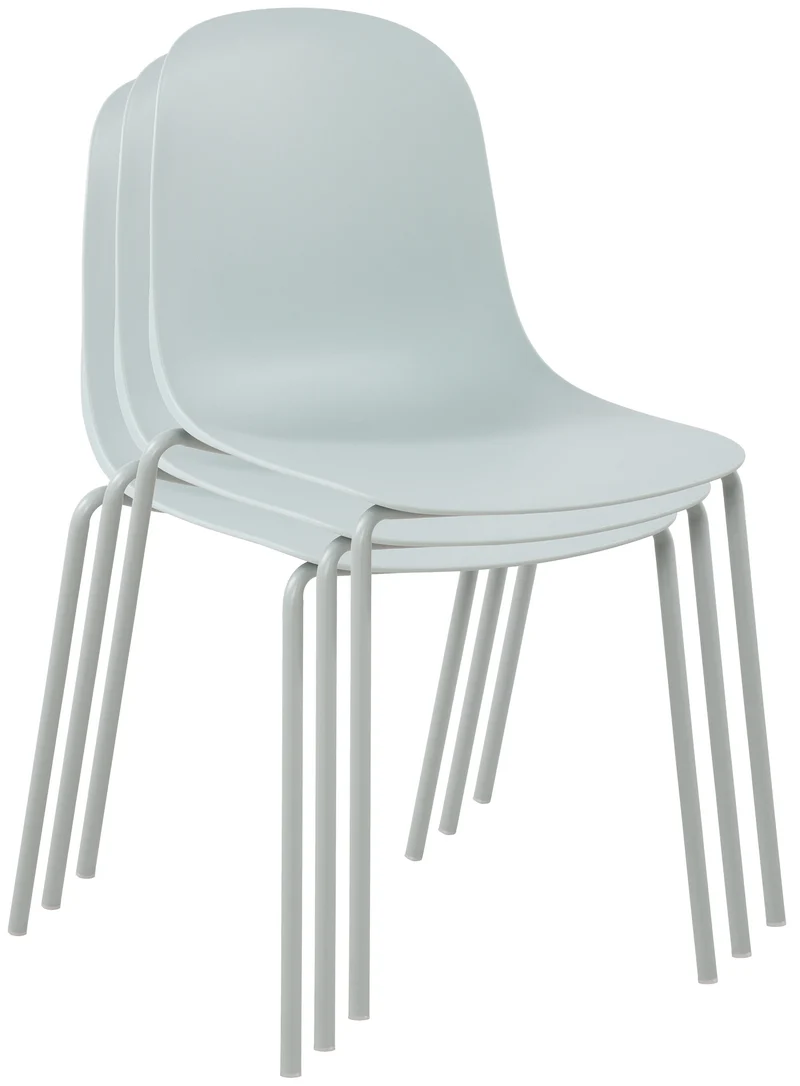 Lot de 2 chaises de jardin en plastique turquoise et cadre robuste à quatre pieds en acier 10_0007328