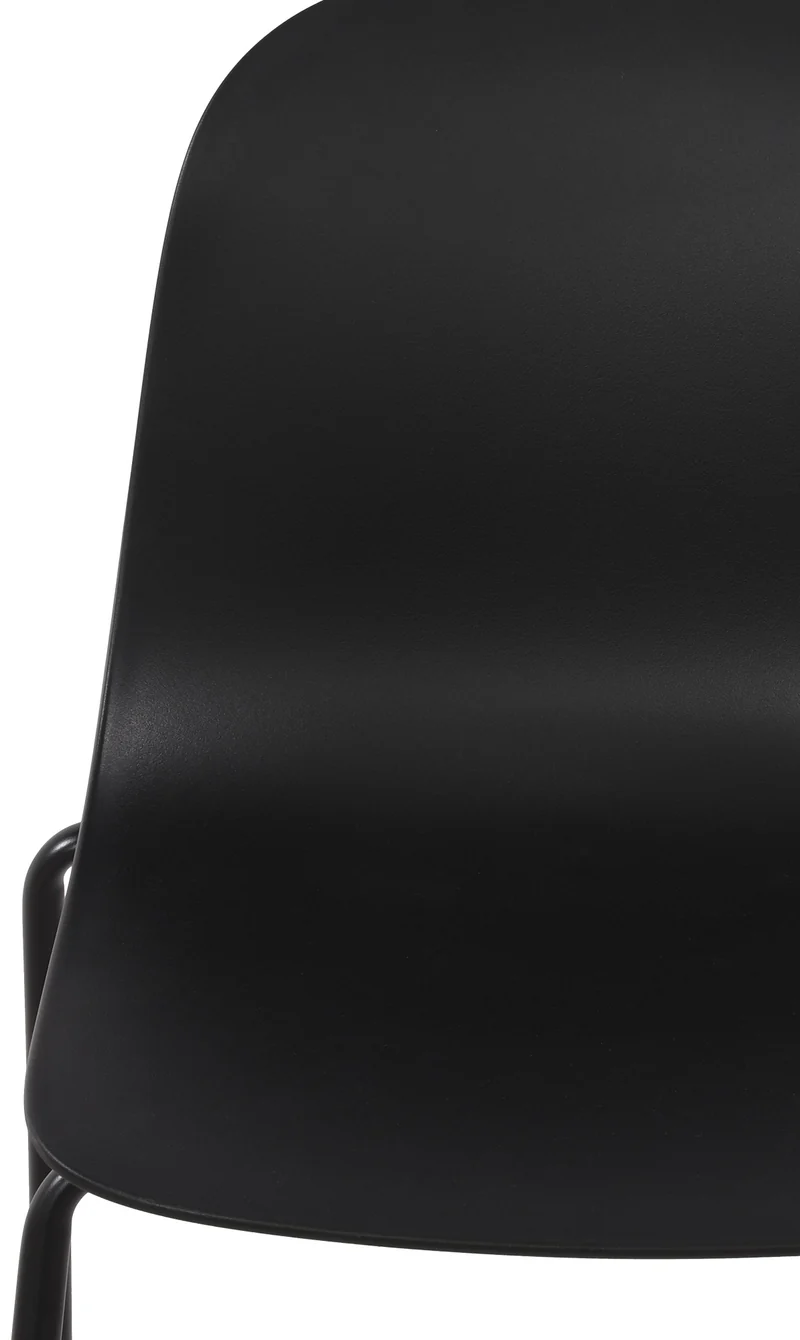 Lot de 2 chaises de jardin en plastique noir et cadre robuste à quatre pieds en acier 10_0007326