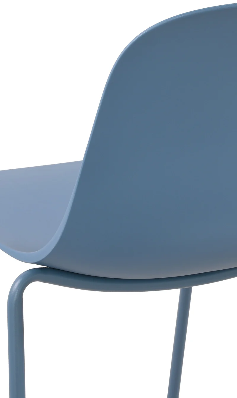 Chaise de jardin x1 en plastique bleu et cadre robuste à quatre pieds en acier 10_0007292