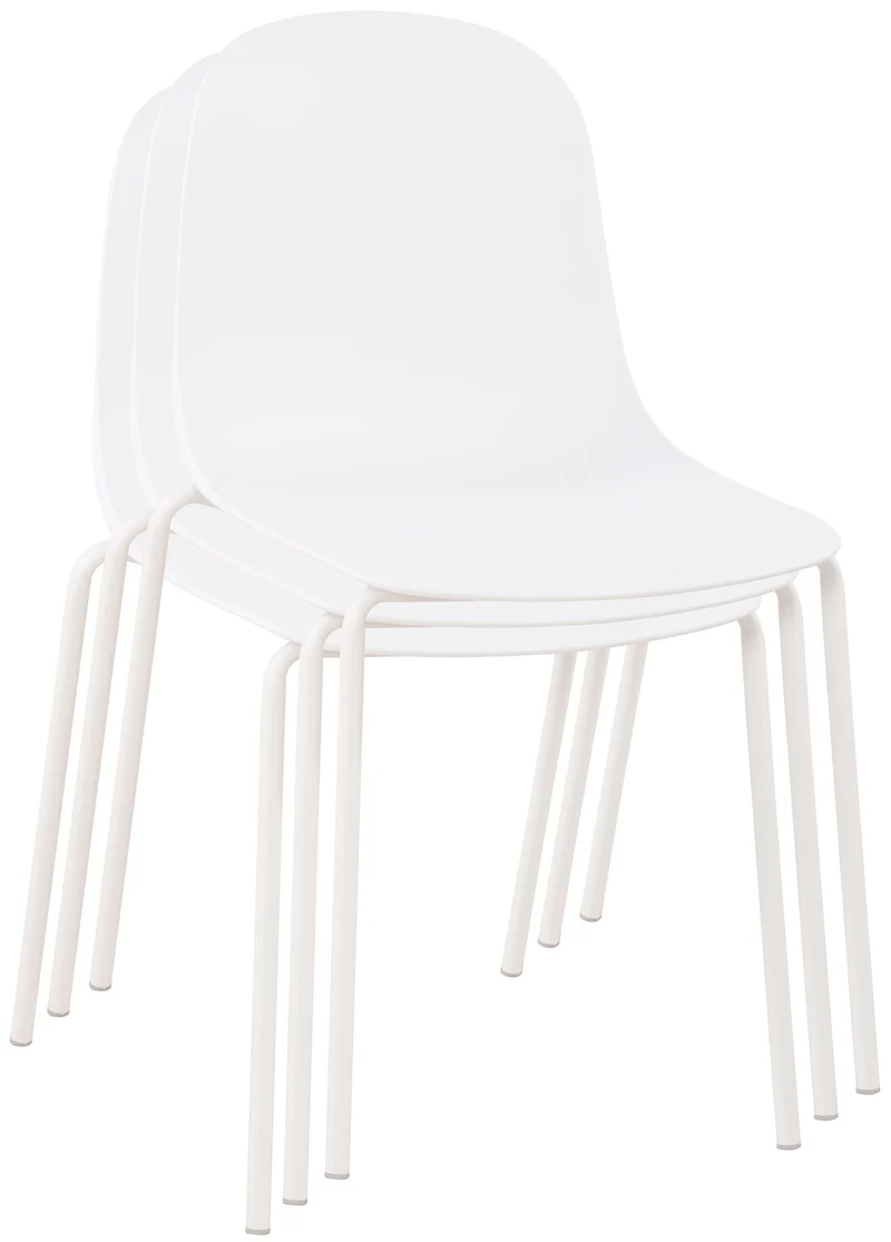 Chaise de jardin x1 en plastique blanc et cadre robuste à quatre pieds en acier 10_0007290