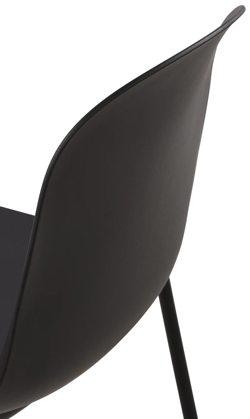 Chaise de jardin x1 en plastique noir et cadre robuste à quatre pieds en acier 10_0007289