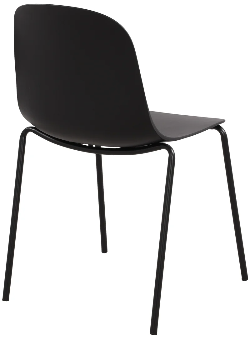 Chaise de jardin x1 en plastique noir et cadre robuste à quatre pieds en acier 10_0007289