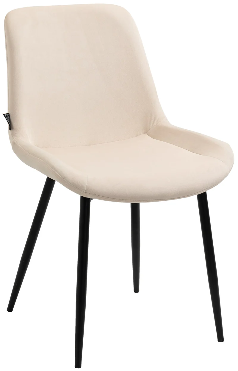 Lot de 4 chaises de salle à manger design moderne et confortable en velours crème et métal noir mat 10_0007332