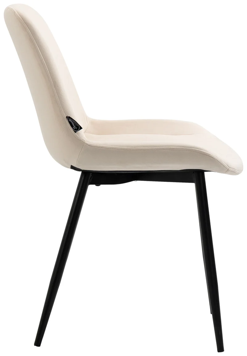Lot de 4 chaises de salle à manger design moderne et confortable en velours crème et métal noir mat 10_0007332