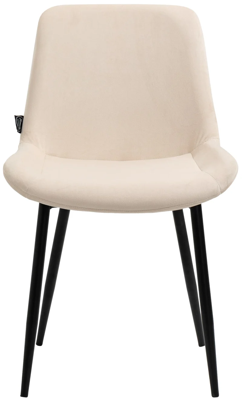 Lot de 2 chaises de salle à manger design moderne et confortable en velours crème et métal noir mat 10_0007319