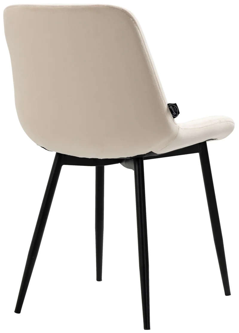 Lot de 2 chaises de salle à manger design moderne et confortable en velours crème et métal noir mat 10_0007319