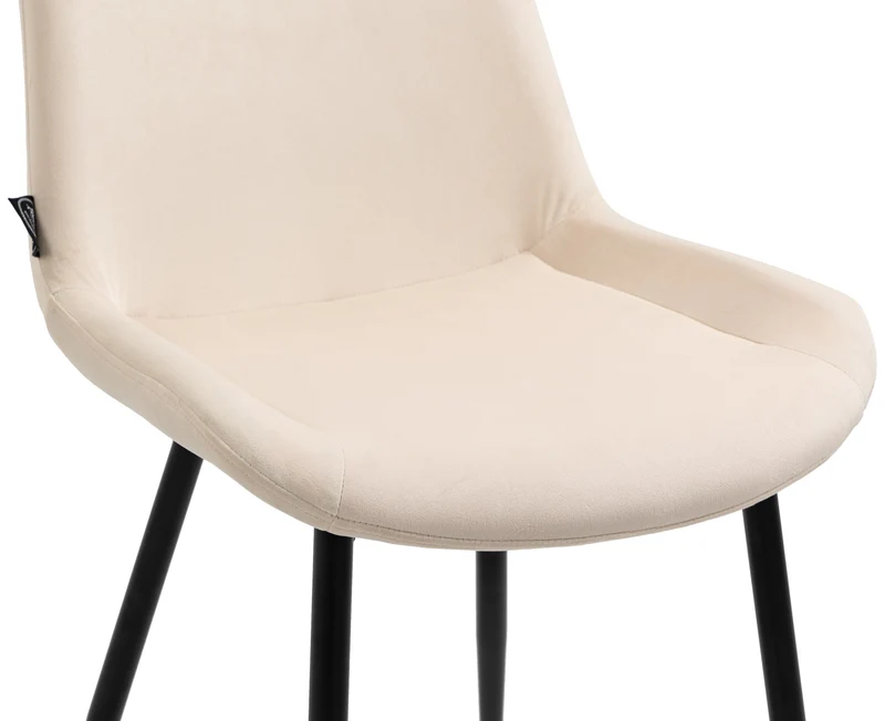 Lot de 2 chaises de salle à manger design moderne et confortable en velours crème et métal noir mat 10_0007319