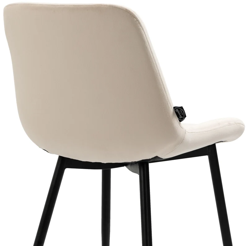 Lot de 2 chaises de salle à manger design moderne et confortable en velours crème et métal noir mat 10_0007319