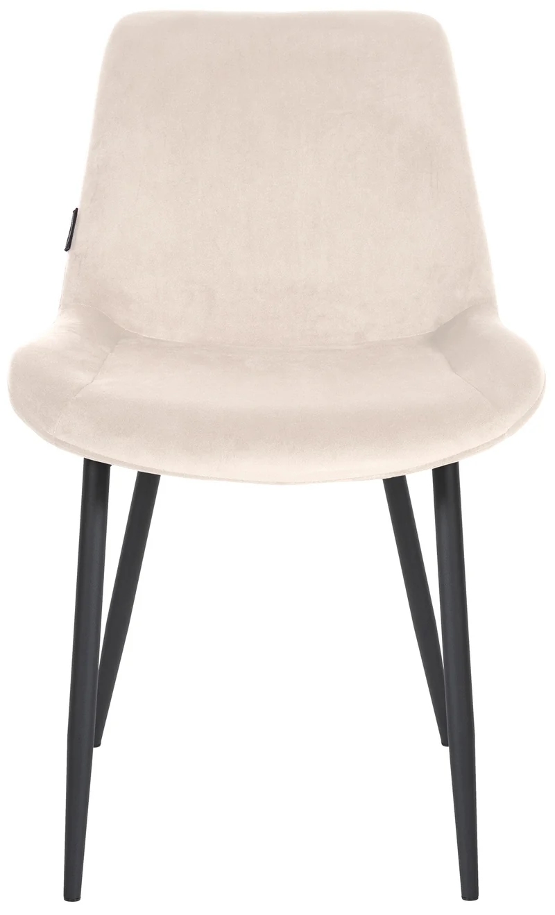 Chaise de salle à manger x1 design moderne et confortable en velours crème et métal noir mat 10_0007233
