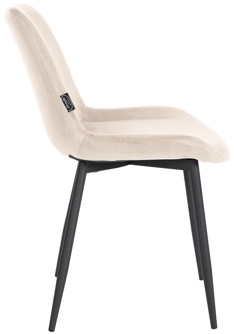 Chaise de salle à manger x1 design moderne et confortable en velours crème et métal noir mat 10_0007233