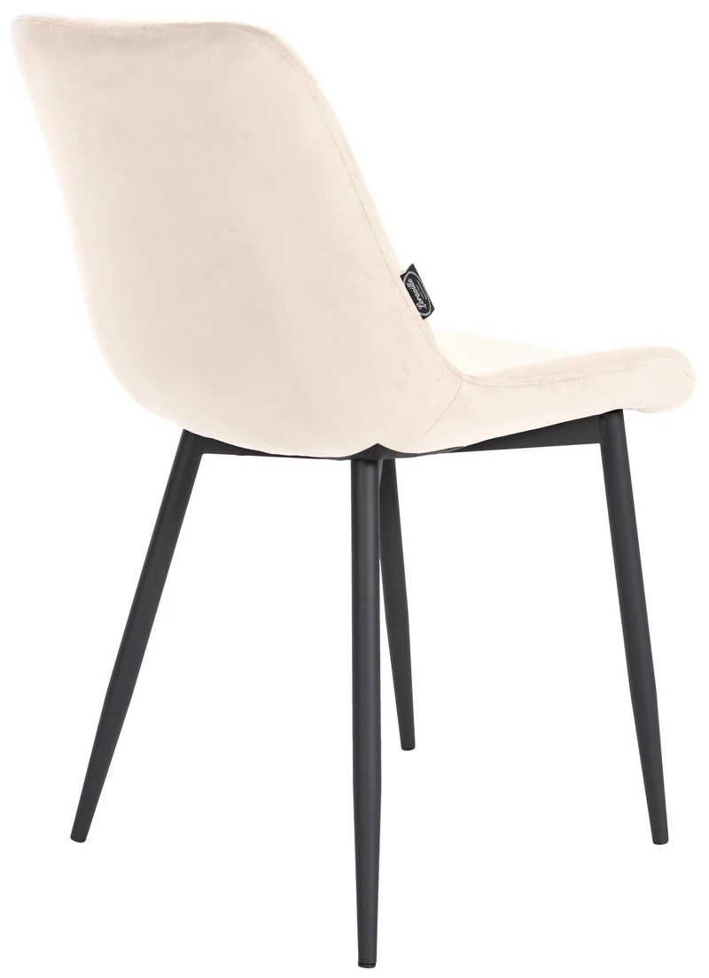 Chaise de salle à manger x1 design moderne et confortable en velours crème et métal noir mat 10_0007233