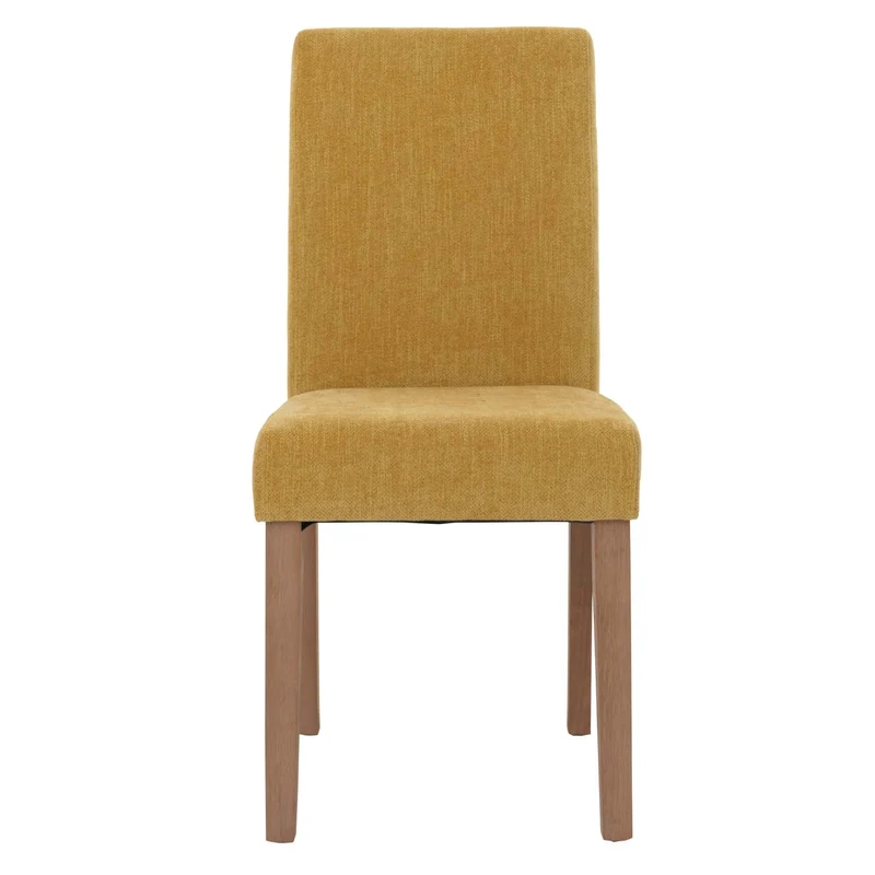 Lot de 4 chaises de salle à manger dossier haut en tissu bouclé jaune pieds clair 04_0007518