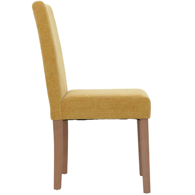 Lot de 4 chaises de salle à manger dossier haut en tissu bouclé jaune pieds clair 04_0007518