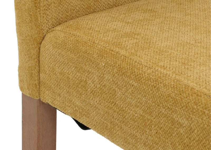 Lot de 4 chaises de salle à manger dossier haut en tissu bouclé jaune pieds clair 04_0007518