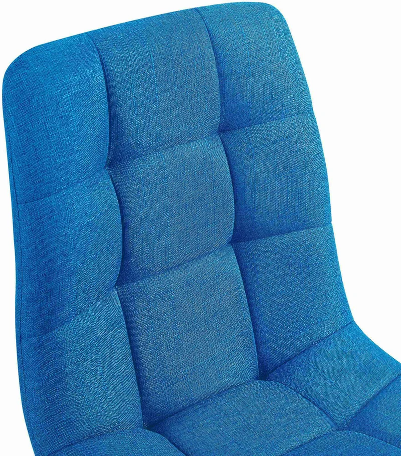 Lot de 2 chaises de salle à manger coutures décoratives carrées en tissu bleu et métal noir 10_0007586