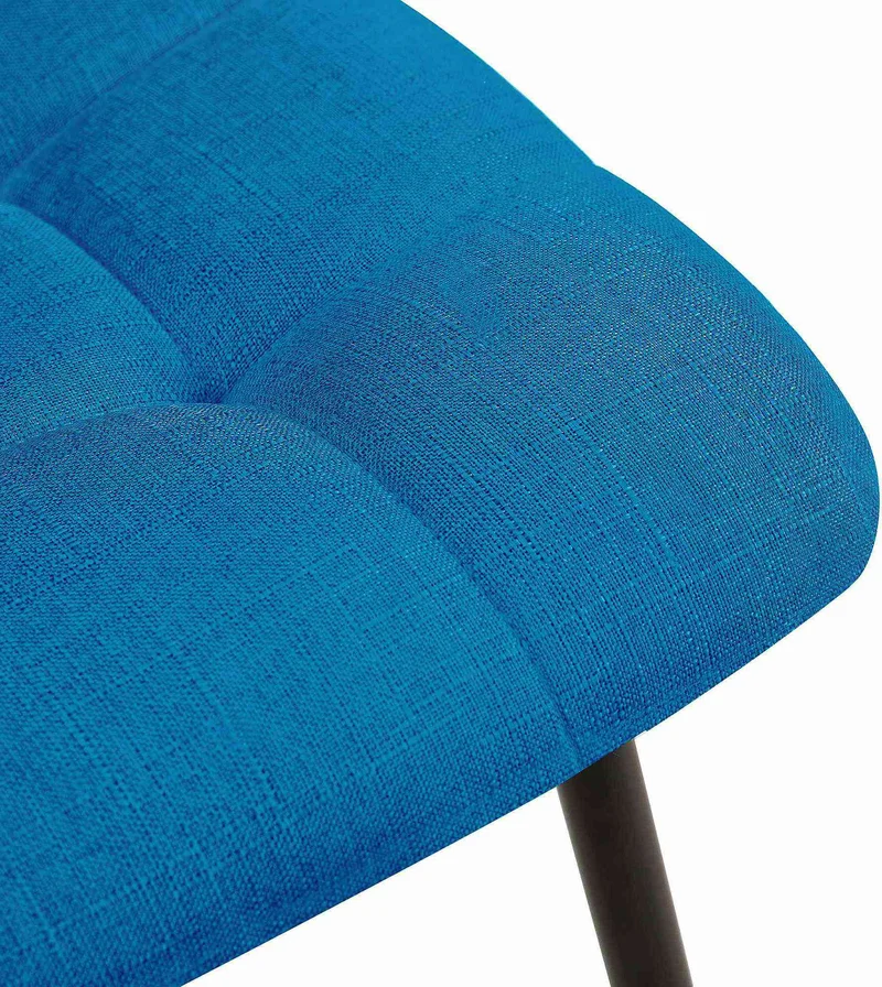 Lot de 2 chaises de salle à manger coutures décoratives carrées en tissu bleu et métal noir 10_0007586