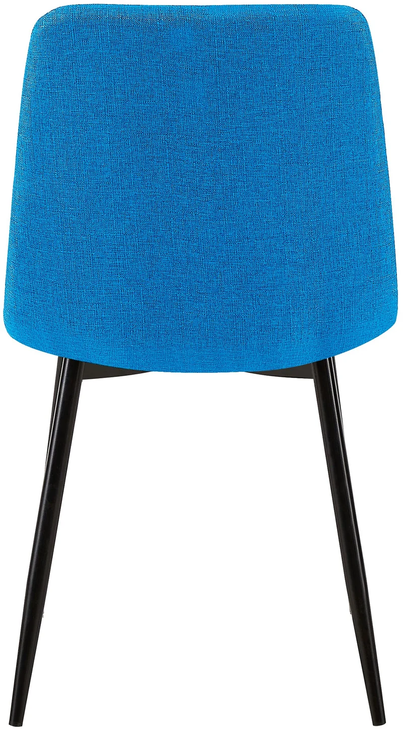 Lot de 2 chaises de salle à manger coutures décoratives carrées en tissu bleu et métal noir 10_0007586