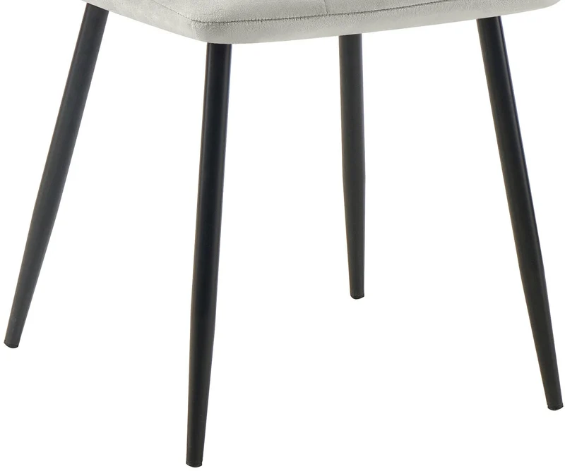 Lot de 2 chaises de salle à manger coutures décoratives carrées en velours gris et métal noir 10_0007342