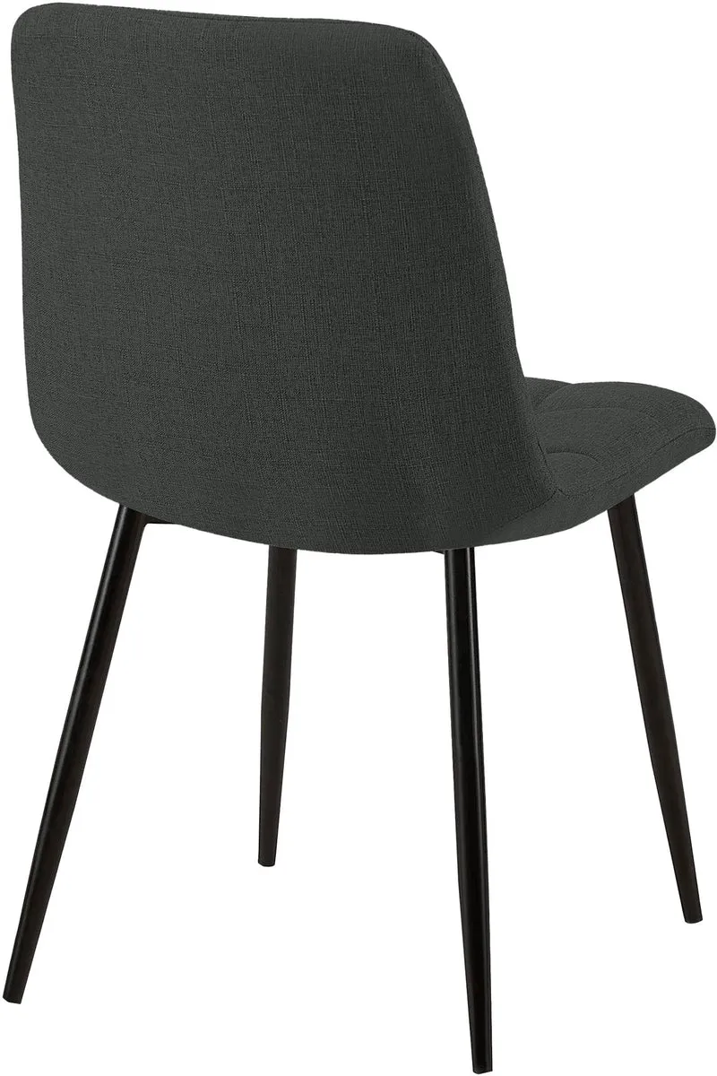 Lot de 4 chaises de salle à manger coutures décoratives carrées en tissu gris foncé et métal noir 10_0007331