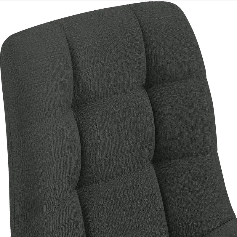 Lot de 4 chaises de salle à manger coutures décoratives carrées en tissu gris foncé et métal noir 10_0007331