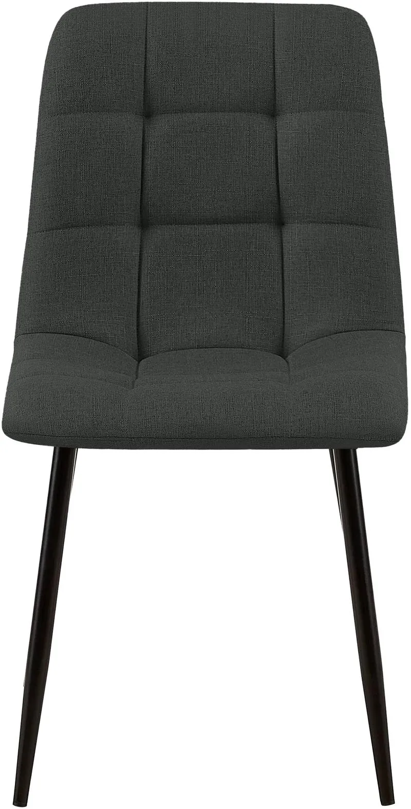 Lot de 4 chaises de salle à manger coutures décoratives carrées en tissu gris foncé et métal noir 10_0007331