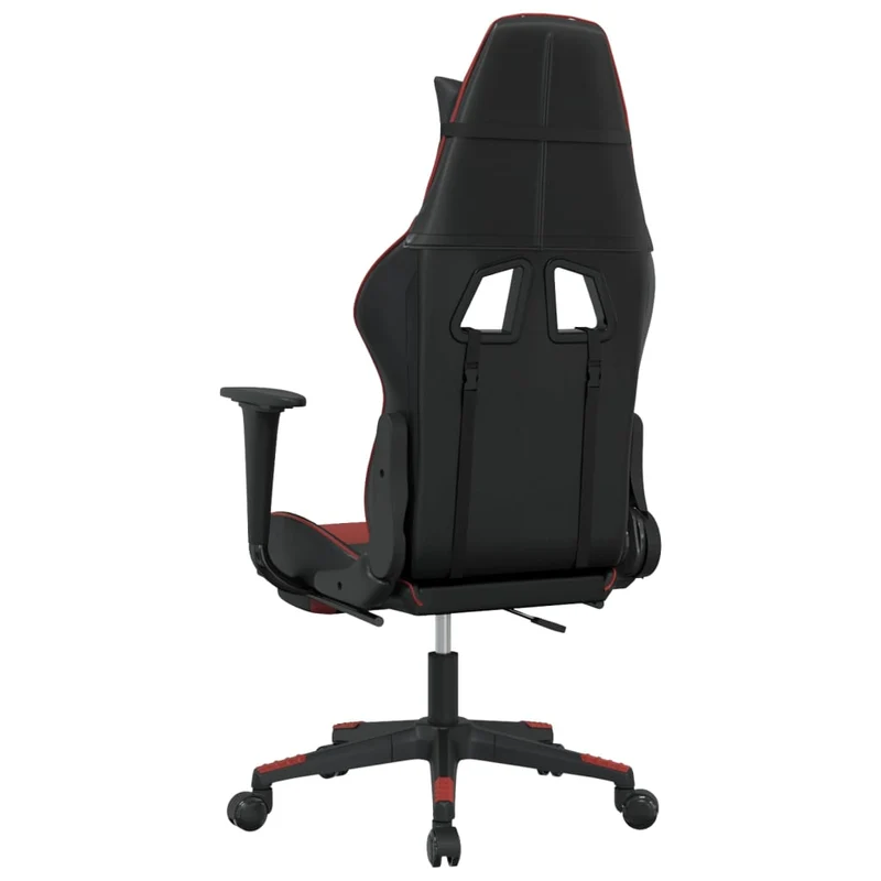 Fauteuil de bureau chaise gaming sur roulettes avec repose-pieds en PVC rouge et noir DEC025807