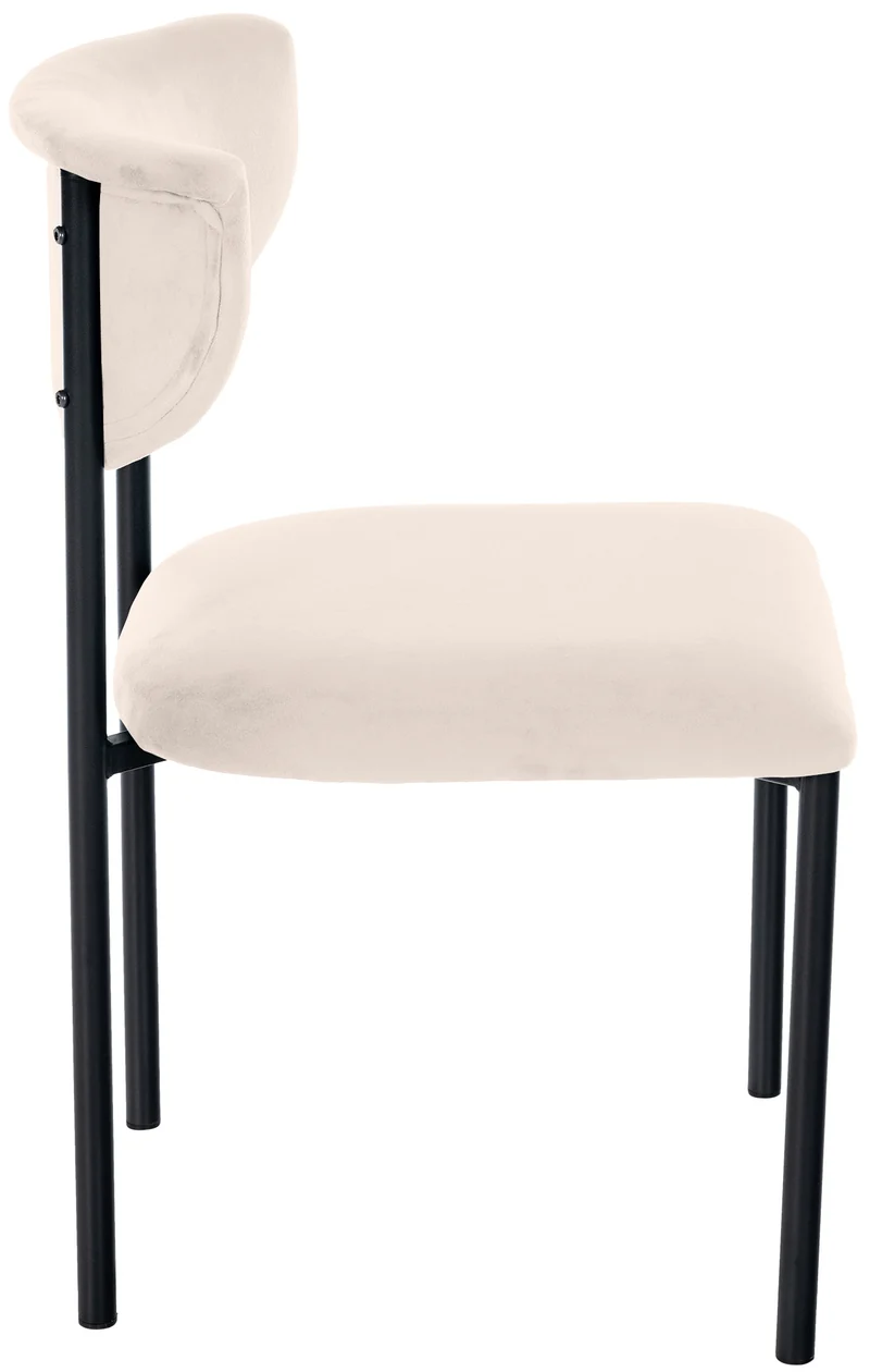 Lot de 2 chaises de salle à manger élégante lignes épurées assise galbée velours crème et métal noir 10_0007390