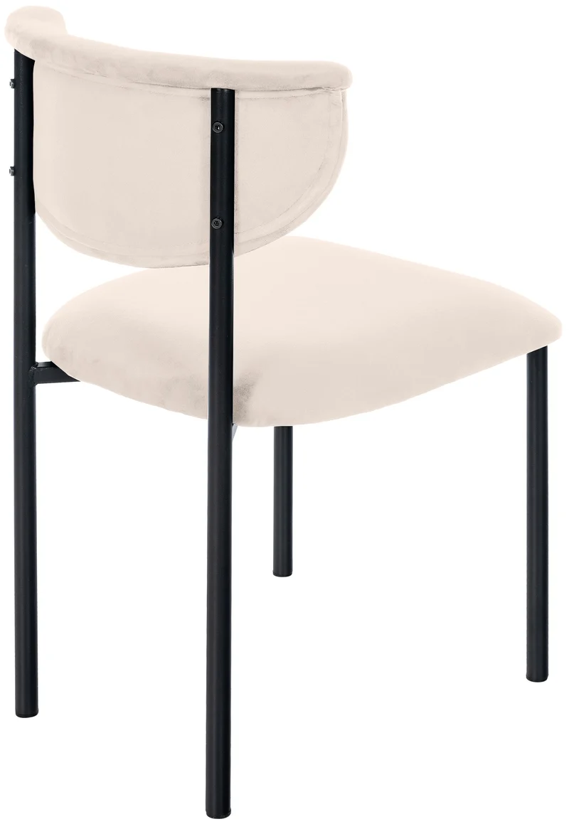 Lot de 2 chaises de salle à manger élégante lignes épurées assise galbée velours crème et métal noir 10_0007390