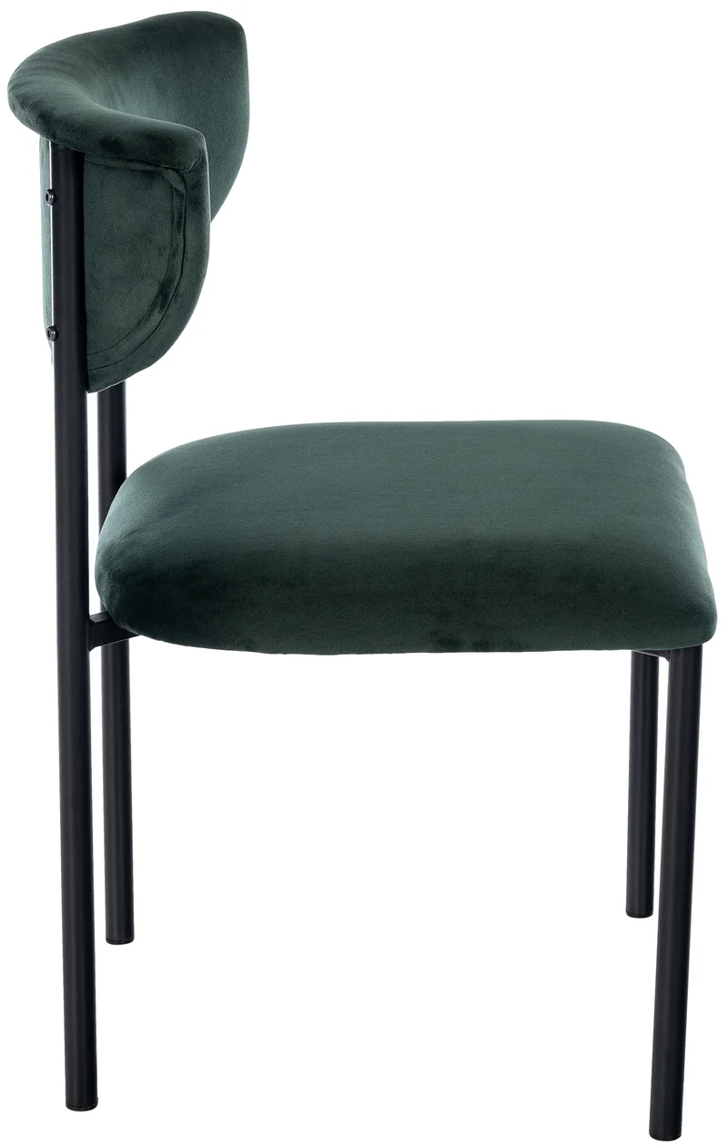 Lot de 2 chaises de salle à manger élégante lignes épurées assise galbée velours vert foncé et métal noir 10_0007355