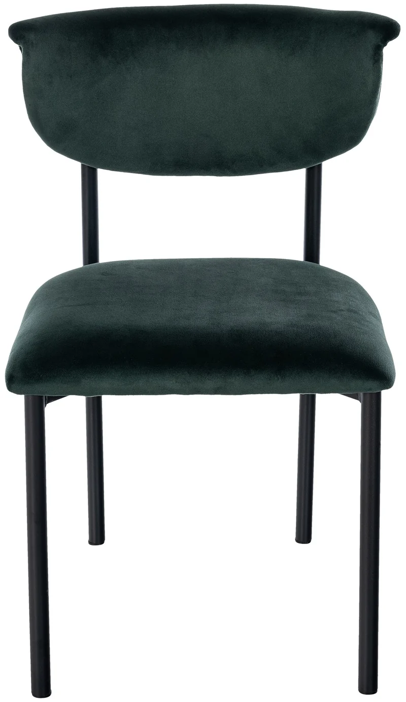 Lot de 2 chaises de salle à manger élégante lignes épurées assise galbée velours vert foncé et métal noir 10_0007355