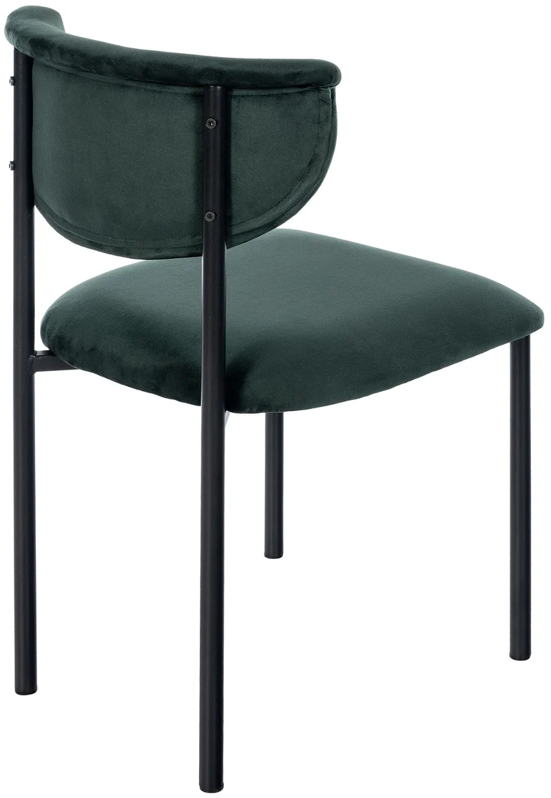 Lot de 2 chaises de salle à manger élégante lignes épurées assise galbée velours vert foncé et métal noir 10_0007355