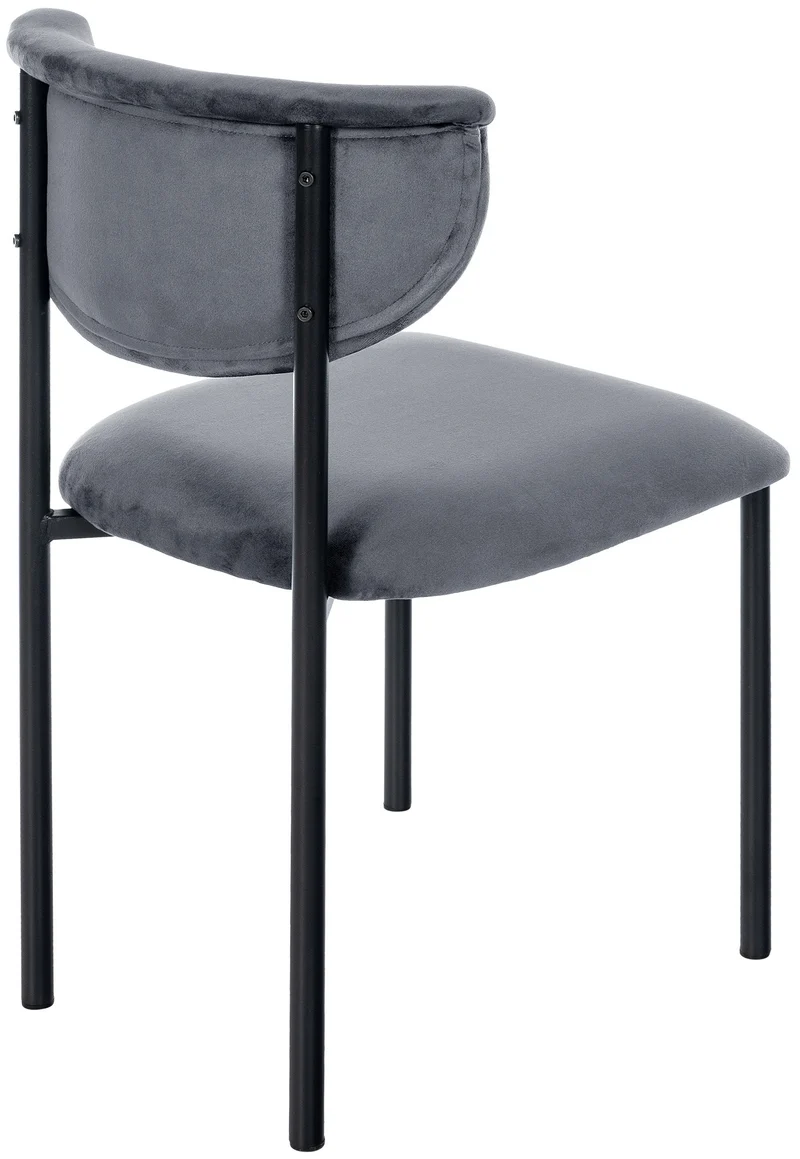 Lot de 2 chaises de salle à manger élégante lignes épurées assise galbée velours gris foncé et métal noir 10_0007344