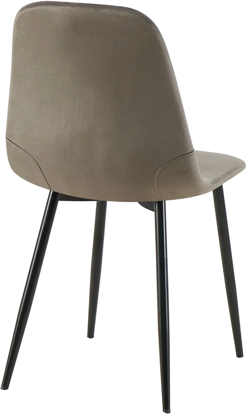Set de 4 chaises de salle à manger coutures décoratives verticales assise en velours anthracite pieds en métal noir 10_0007816