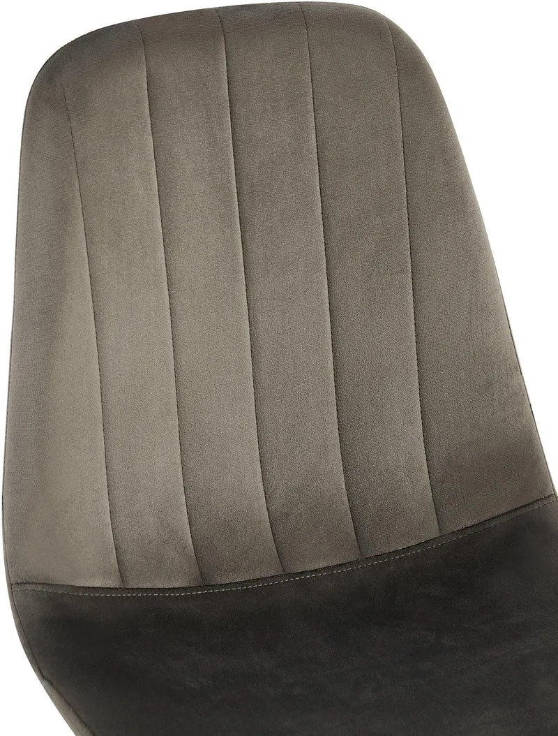 Chaise de salle à manger x1 design moderne coutures verticales velours anthracite et pieds en métal noir 10_0007548